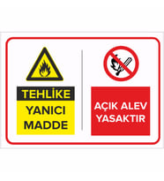 MIGNATIS - Tehlike Yanıcı Madde - Açık Alev Yasaktır Levhası - Sac Malzeme 50x70cm