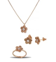 Çiçek Gümüş Set İnlove Gümüş Kolye Set Takı (Rose)