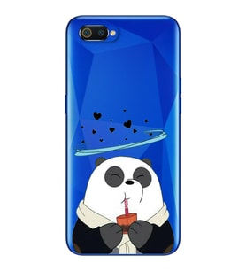 Panda Tasarımlı Süper Şeffaf Silikon Telefon Kılıfı Oppo Realmi C2