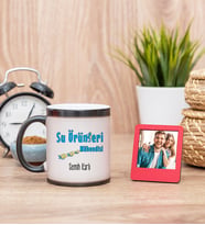 Su Ürünleri Mühendisi Sihirli  Kupa Bardak ve Kırmızı Mini Çerçeve