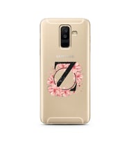 Pembe Çiçekli Harf Tasarım Süper Şeffaf Silikon Telefon Kılıfı Samsung A6 Plus Z
