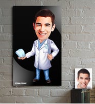 BK Gift Kişiye Özel Bay Diş Hekimi Karikatür Ahşap Tablo - 3