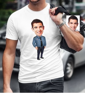 BK Gift Kişiye Özel Bay Polis Karikatür Beyaz Tişört  3