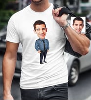 BK Gift Kişiye Özel Bay Polis Karikatür Beyaz Tişört  3