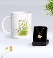 BK Gift Kişiye Özel Papatya Temalı Kupa Ve Papatya Kolye Hediye Seti-13 (Model 1)