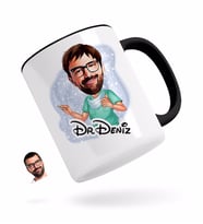 BK Gift Kişiye Özel Erkek Cerrah Karikatürlü Siyah Kupa Bardak-1