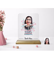 BK Gift Kişiye Özel Canım Annem Karikatürlü Ahşap Standlı Çerçeve (Beyaz)