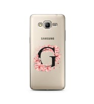Pembe Çiçekli Harf Tasarım Süper Şeffaf Silikon Telefon Kılıfı Samsung Grand Pri