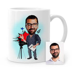 BK Gift Kişiye Özel Bay Yönetmen Karikatür Beyaz Kupa Bardak  1