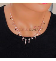 Söğütlü Silver zirkon ve onix taşlı kolye