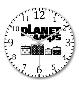 Planet Of The Amps Duvar Saati Bombeli Gercek Cam