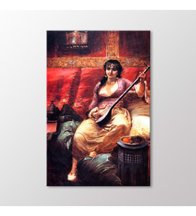 Arty Tablo Saz Çalan Kız Tablo (Karışık)