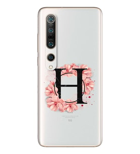 Pembe Çiçekli Harf Tasarım Süper Şeffaf Silikon Telefon Kılıfı Xiomai Mi10- Mi 1
