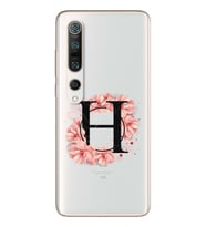Pembe Çiçekli Harf Tasarım Süper Şeffaf Silikon Telefon Kılıfı Xiomai Mi10- Mi 1