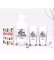 BK Gift Kişiye Özel Renkli Baskılı Nereden Bileceksiniz Tasarımlı İkili Rakı Bardağı Karaf ve Cep Kitabı Hediye Seti-2 (Model 1)