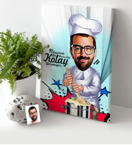 BK Gift Kişiye Özel Bay Chef Karikatür Kanvas Tablo 30x50cm 2