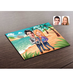 BK Gift Kişiye Özel Sevgililer Karikatürlü Ahşap Puzzle-50