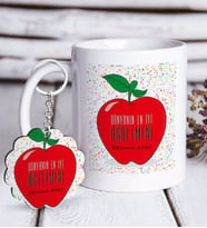 BK Gift Kişiye Özel Dünyanın En İyi Öğretmeni Beyaz Kupa ve Anahtarlık Hediye Seti-11 (Model 1)