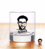 BK Gift Kişiye Özel Renkli Baskılı İsimli Erkek Silüet Viski Bardağı-1 (Beyaz)