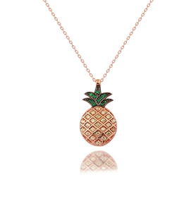 Ananas Tasarım Gümüş Kolye