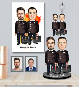 Kişiye Özel Seksenler Siyah Önlük Karikatürlü 3 lü Hediye Seti Erkek Arkadaş-1