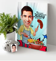 BK Gift Kişiye Özel Bay Mangalcı Karikatür Kanvas Tablo 30x50cm 1