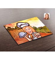 BK Gift Kişiye Özel Kadın Chef Karikatürlü Ahşap Puzzle-15