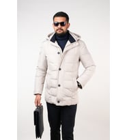 MONTESORİ KAPŞONLU ERKEK ŞİŞME MONT (Beyaz-Krem)