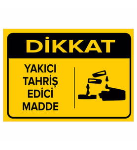 MIGNATIS - Dikkat Yakıcı Tahriş Edici Madde Levhası - Sac Malzeme 35x50cm