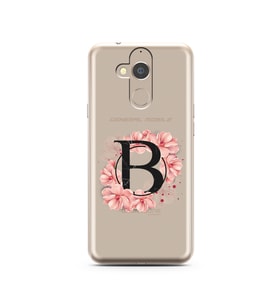 Pembe Çiçekli Harf Tasarım Süper Şeffaf Silikon Telefon Kılıfı General Mobile GM