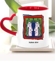 BK Gift Kişiye Özel İkizler Burcu Kalpli Kupa Bardak Model 5