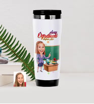 BK Gift Kişiye Özel Bayan Öğretmen Karikatürlü Çelik Termos Bardak - 1