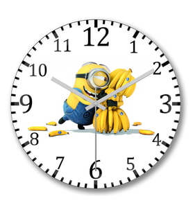 Minions Banana Duvar Saati Bombeli Gercek Cam
