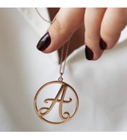 925 Ayar Gümüş Halka Harf Kolye (Gold)