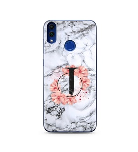 Mermer Çiçekli Harf Tasarım Süper Şeffaf Silikon Telefon Kılıfı Huawei Honor 8C 