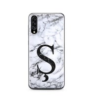 Samsung A30s Beyaz Mermer Harf Tasarımlı Telefon Kılıfı Ş-Harfi 
