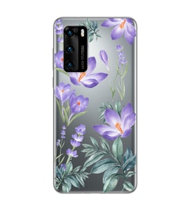 Kış Çiçeği Tasarımlı Süper Şeffaf Silikon Telefon Kılıfı Huawei P40