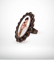 BK Gift Kişiye Özel Fotoğraflı Antik Bakır Yaldız Yüzük Model 3