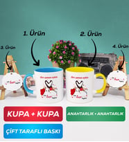 İkili Mavi Sarı Sevgiliye Sevgililer Günü Hediyesi 10 Kupa Bardak Anahtarlık