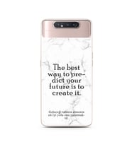 Samsung A80 Beyaz Mermer Söz Tasarımlı Telefon Kılıfı