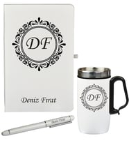 Kişiye Özel Hazırlanmış Hediye Defter Kalem Ve Termos - Mug Seti