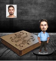 Kişiye Özel Erkek Karikatürlü Ahşap Biblo Kutulu Model-8
