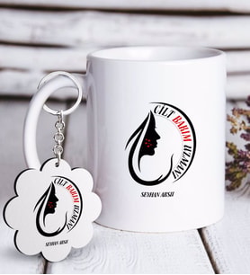 BK Gift Kişiye Özel Mesleki Cilt Bakım Uzmanı Beyaz Kupa ve Anahtarlık Hediye Seti-1 (Model 1)