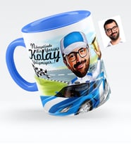 BK Gift Kişiye Özel Bay Rallici Karikatürlü Mavi Kupa Bardak  1