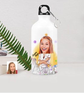 BK Gift Kişiye Özel Bayan Mimar Karikatürlü Metal Suluk 500 Ml