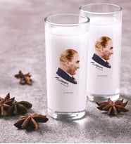 BK Gift Kişiye Özel Renkli Baskılı Atatürk Temalı İkili Rakı Bardağı Seti-11 (Beyaz)