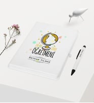 BK Gift Kişiye Özel En İyi Sınıf Öğretmeni Temalı Beyaz Defter Kalem Hediye Seti - 4