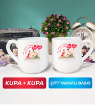 İkili Sevgiliye Sevgililer Günü Hediyesi 5 Kupa Bardak Oval