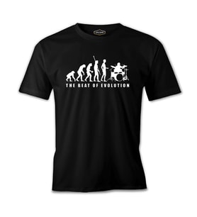 Drummer - The Beat of Evolution Siyah Erkek Tshirt