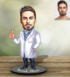 Kişiye Özel Doktor Tasarımlı Karikatür Ahşap Biblo Bay-7